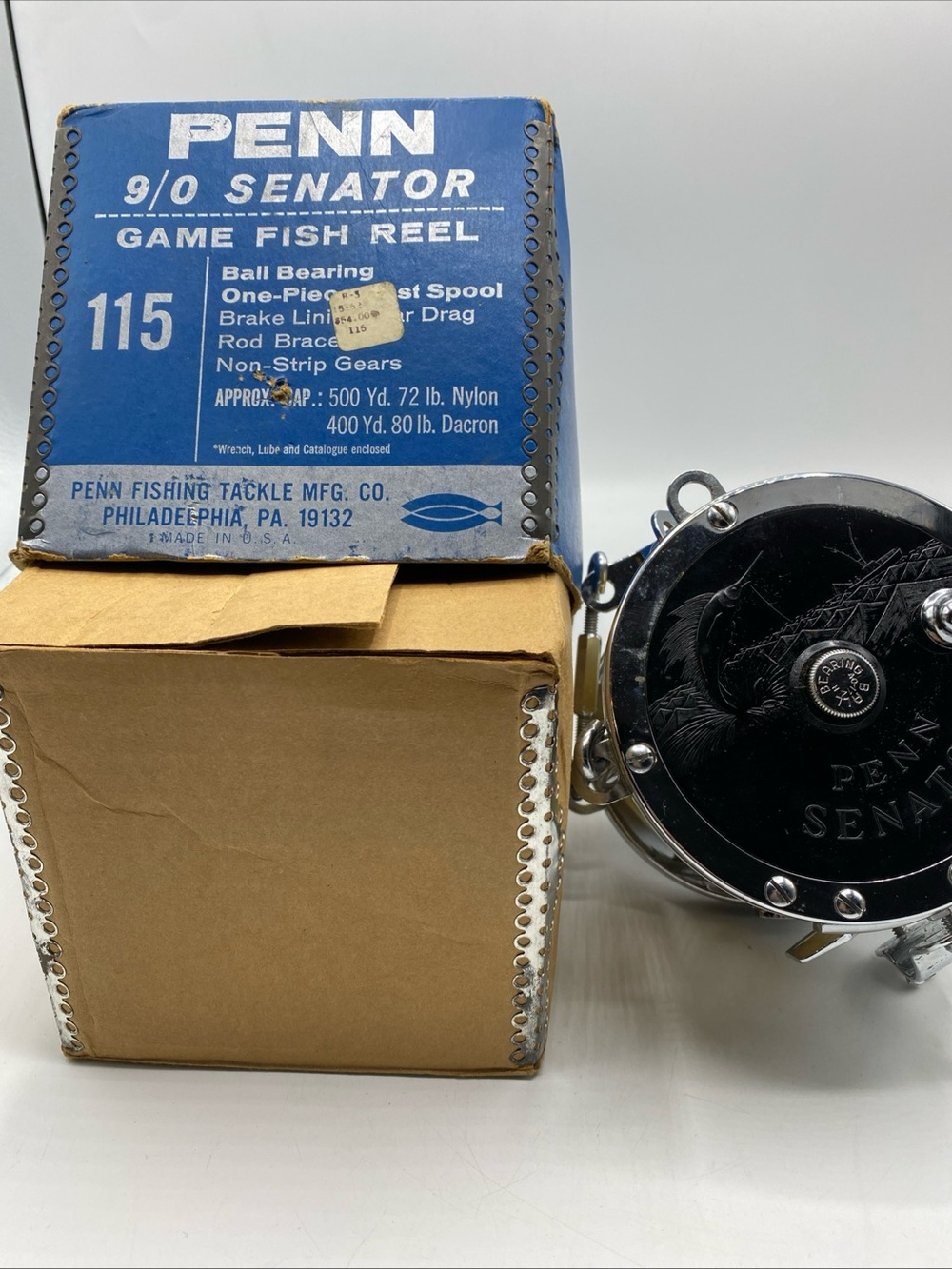 Vintage Penn Senator 9/0 Fishing Saltwater Reel Red Handle Harness Ready